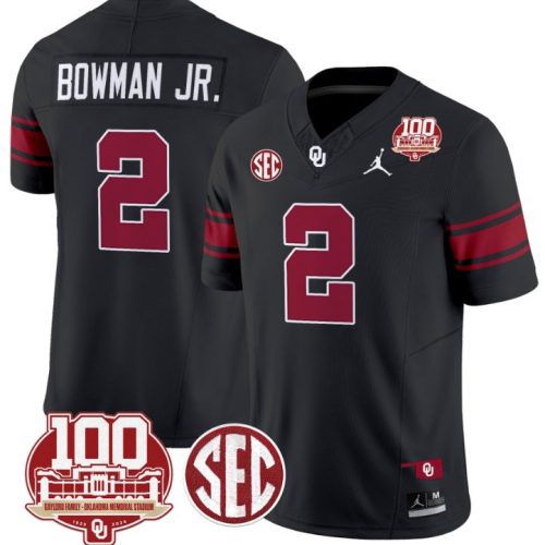 Billy Bowman Jr Jersey #2 Oklahoma Sooners 100th Anniversary Patch Vapor College Football Black JDX39GXV