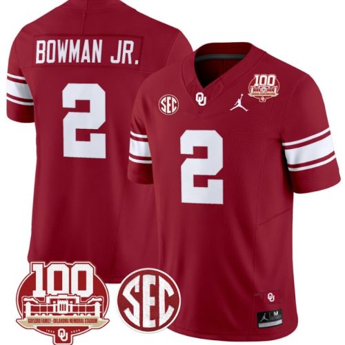 Billy Bowman Jr Jersey #2 Oklahoma Sooners 100th Anniversary Patch Vapor Football Crimson JXQCQGXV