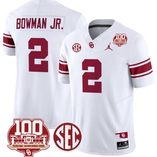 Billy Bowman Jr Jersey #2 Oklahoma Sooners 100th Anniversary Patch Vapor Football White NPWIAGXV