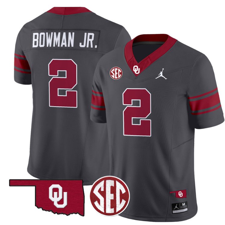 Billy Bowman Jr Jersey #2 Oklahoma Sooners Football Throwback Vapor Limited Stitched Anthracite V7YQIGXV