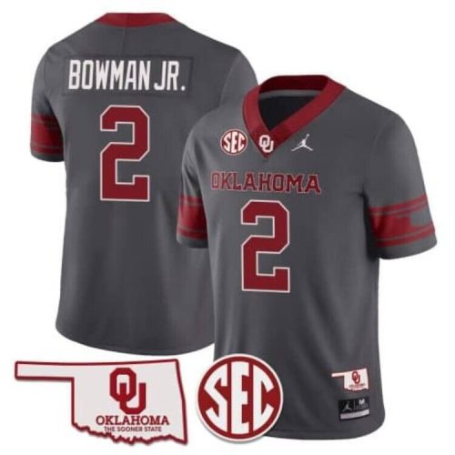 Billy Bowman Jr. Jersey Charcoal #2 Oklahoma Sooners SEC Patch Stitched Z7AMOGXV