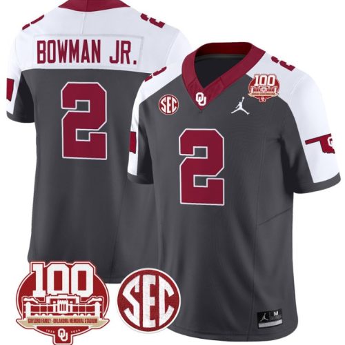 Billy Bowman Jr Jersey Oklahoma Sooners 100th Anniversary Patch Vapor Football Althracite Alternate SMHBJGXV