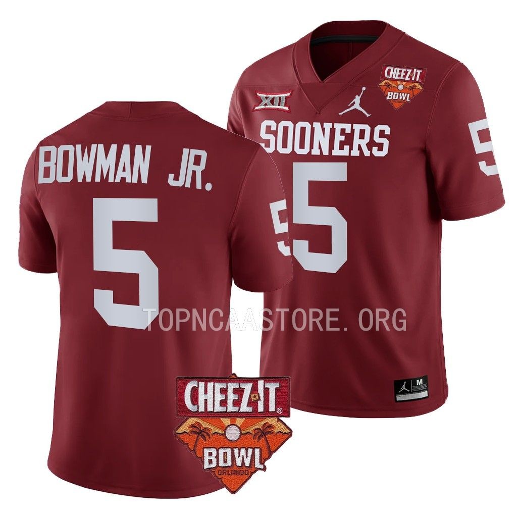 Billy Bowman Jr. Oklahoma Sooners Cheez-It Bowl #5 Jersey Crimson College Uniform 4NZ9UGXV