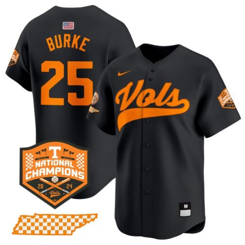 Blake Burke Jersey #25 Tennessee Volunteers Baseball Champions Vapor Premier Black 5HGCLGXV