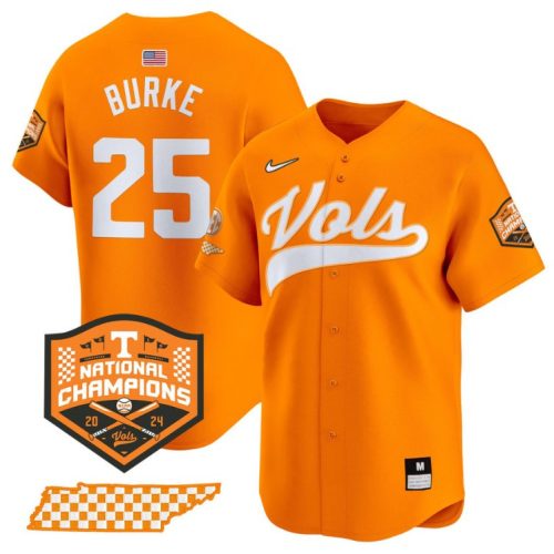 Blake Burke Jersey #25 Tennessee Volunteers Baseball Champions Vapor Premier Limited Orange TBQ7OGXV
