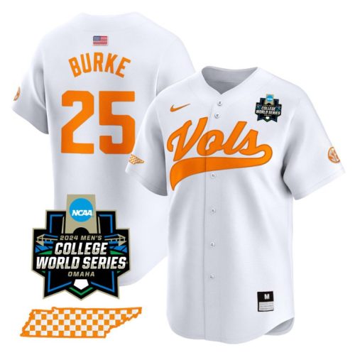 Blake Burke Jersey #25 Tennessee Volunteers College World Series College Baseball Stitched White KGJKGGXV