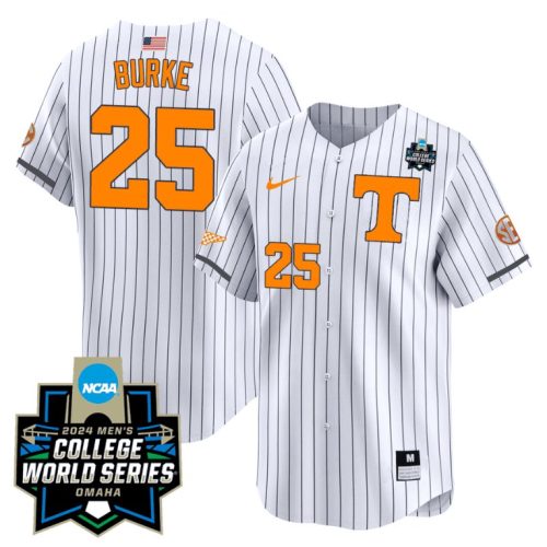 Blake Burke Jersey #25 Tennessee Volunteers College World Series Patch College Baseball Pinstripe QGQODGXV
