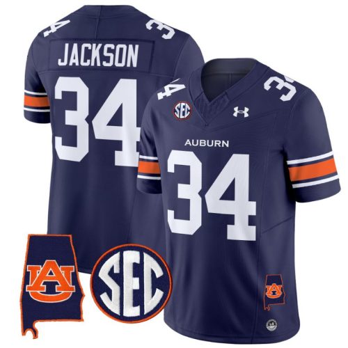 Bo Jackson Jersey #34 Auburn Tigers SEC Patch Vapor Limited College Football Stitched Navy TUCP7GXV