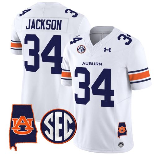 Bo Jackson Jersey #34 Auburn Tigers SEC Patch Vapor Limited College Football Stitched White SDOP8GXV