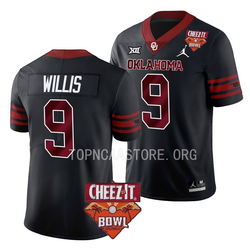Brayden Willis Oklahoma Sooners Cheez-It Bowl #9 Jersey Black College Uniform 9ERFDGXV