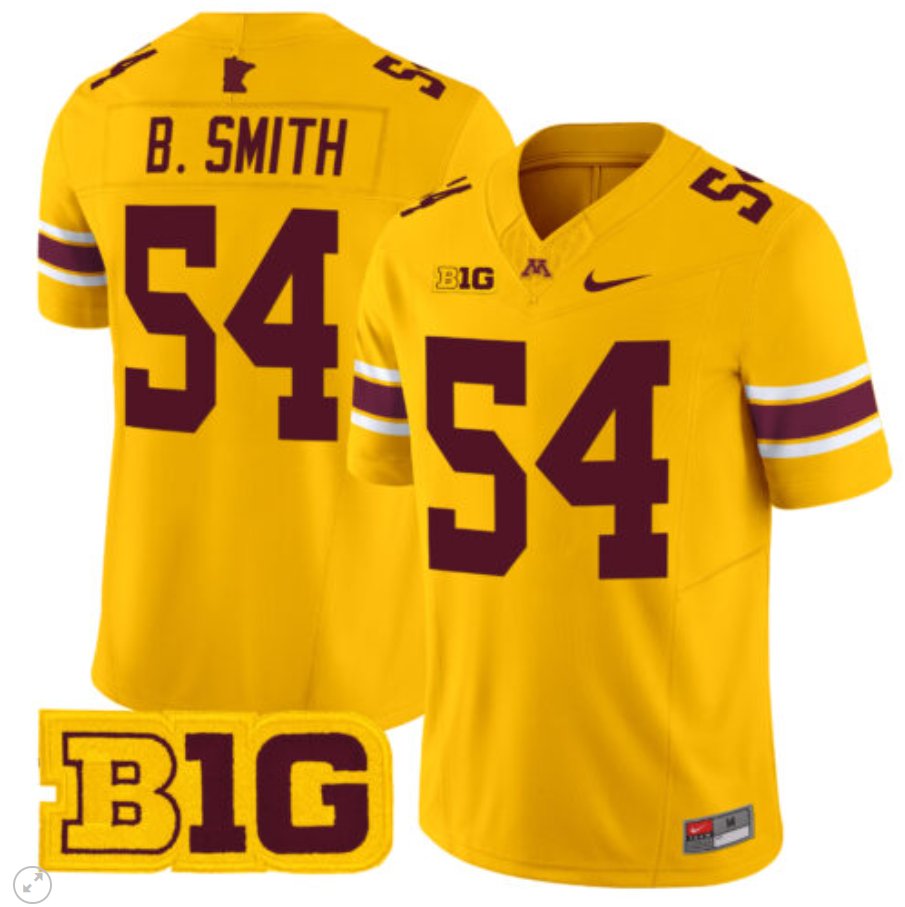 Bruce Smith Jersey #54 Minnesota Golden Gophers Vapor Limited Football Gold 5XTJWGXV