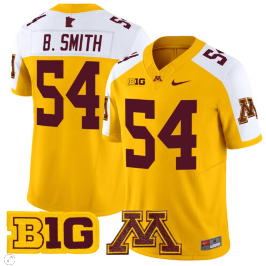 Bruce Smith Jersey #54 Minnesota Golden Gophers Vapor Limited Football Gold Alternate 5HINTGXV