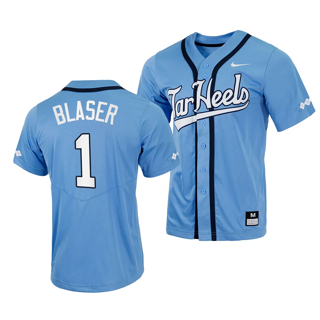 Bryce Blaser North Carolina Tar Heels #1 Blue Full-Button Jersey BDWX8GXV