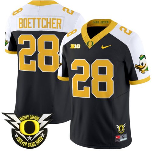 Bryce Boettcher Jersey #28 Oregon Duck Forever Gang Green Football Black Alternate PFVN5GXV