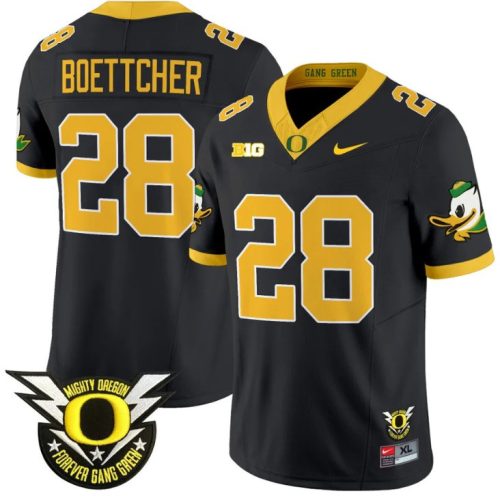 Bryce Boettcher Jersey #28 Oregon Duck Forever Gang Green Football Black LXRNFGXV