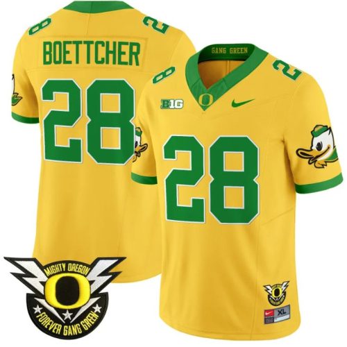 Bryce Boettcher Jersey #28 Oregon Duck Forever Gang Green Football Gold 3CINUGXV