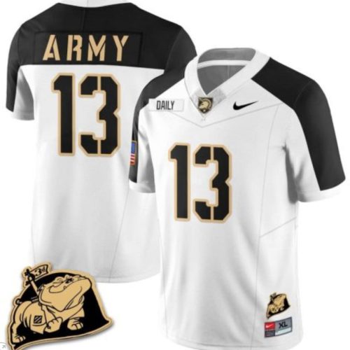 Bryson Daily Jersey Army Black Knights Jersey Rocky The Bulldog Patch Vapor Football White Alternate Y0YXSGXV