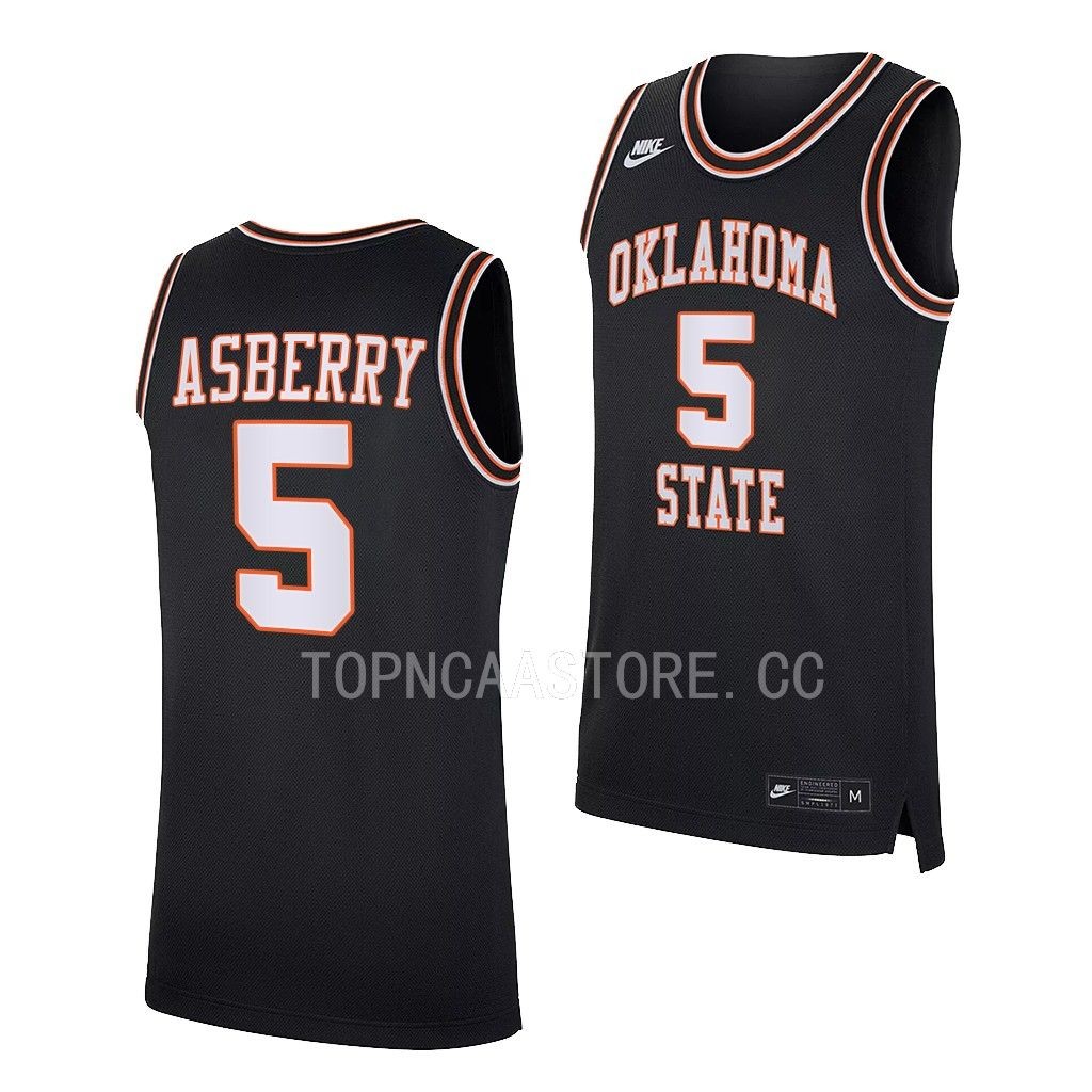 Caleb Asberry Oklahoma State Cowboys #5 Black Retro Jersey 2022-23 MESKSGXV