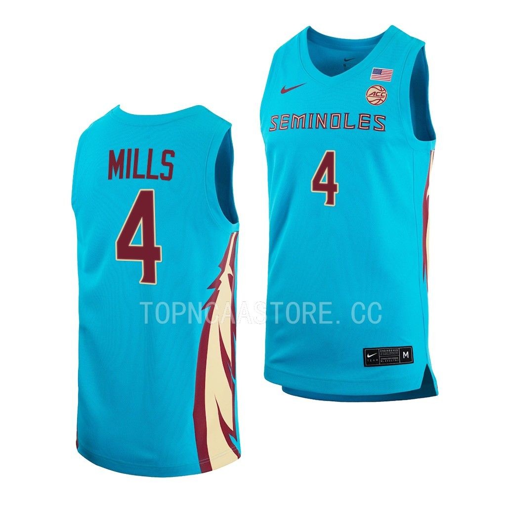 Caleb Mills Florida State Seminoles #4 Turquoise Alternate Jersey 2022-23 FJTFXGXV