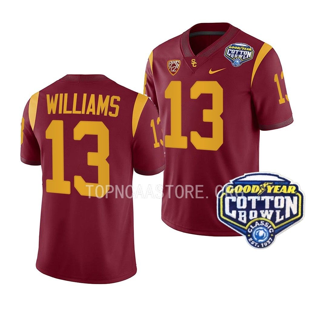 Caleb Williams USC Trojans Cotton Bowl Cardinal Men College 13 Jersey OUQ1KGXV