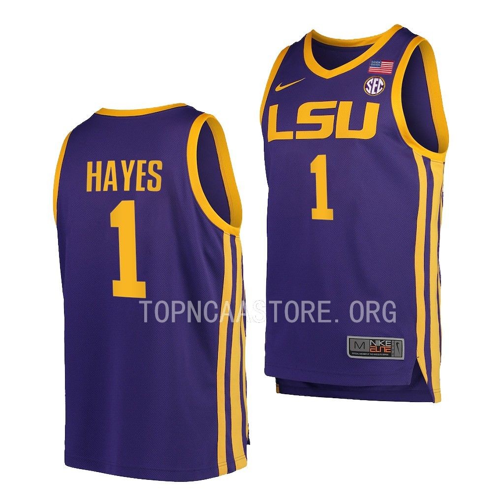 Cam Hayes LSU Tigers #1 Purple College Jersey 2022-23 F7NZYGXV