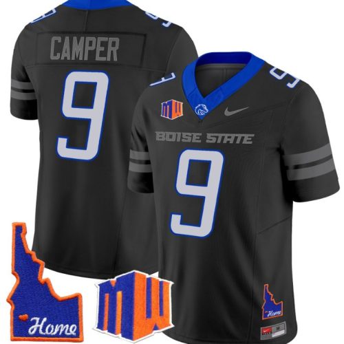 Cameron Camper Jersey #9 Boise State Broncos Home Patch Vapor Football Black L2PSHGXV