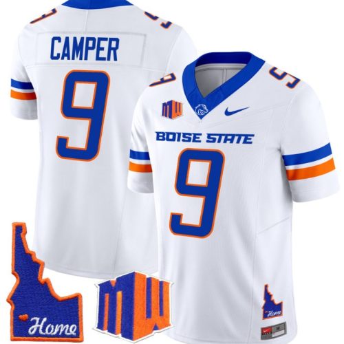 Cameron Camper Jersey #9 Boise State Broncos Home Patch Vapor Football White 8ID1EGXV