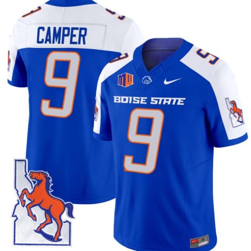 Cameron Camper Jersey #9 Boise State Broncos Map Patch Vapor Football Royal Alternate ZUJMCGXV