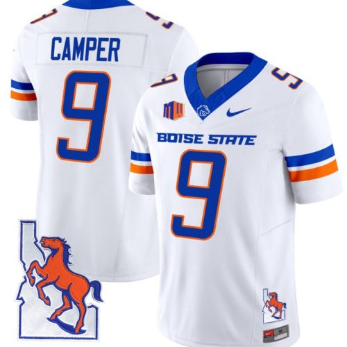 Cameron Camper Jersey #9 Boise State Broncos Map Patch Vapor Football White Z3C3VGXV