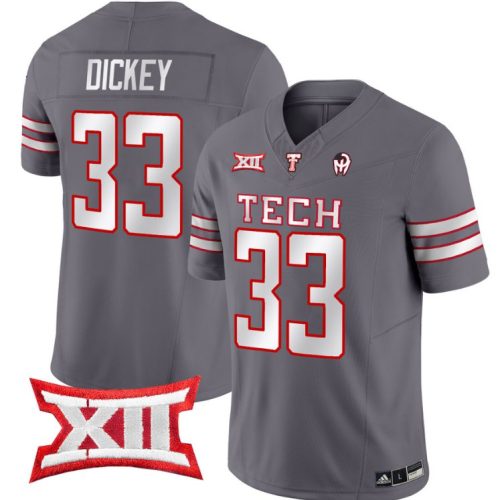 Cameron Dickey Jersey #33 Texas Tech Red Raiders Vapor Limited Football Grey YW82DGXV