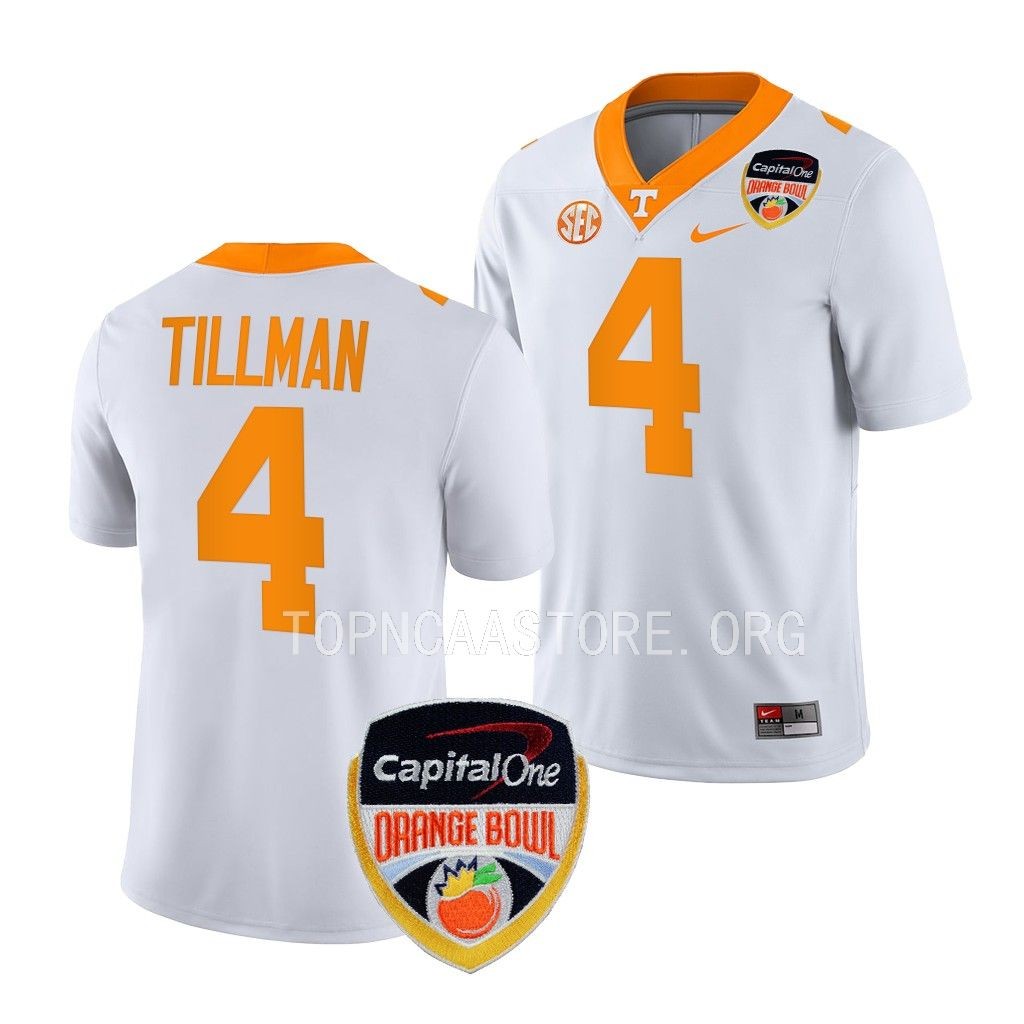 Cedric Tillman Tennessee Volunteers Orange Bowl College Jersey White #4 Uniform WNEJGGXV