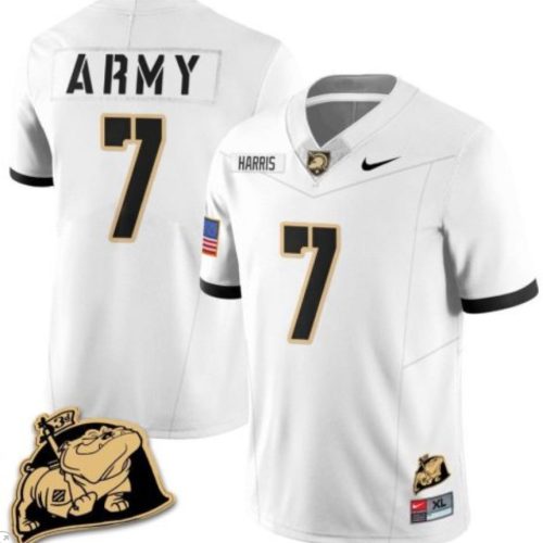 Champ Harris Jersey Army Black Knights Jersey Rocky The Bulldog Patch Vapor Football White 5Q7MXGXV