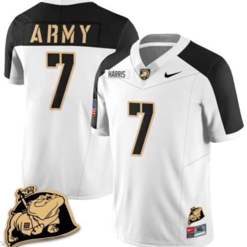 Champ Harris Jersey Army Black Knights Jersey Rocky The Bulldog Patch Vapor Football White Alternate CQOVHGXV