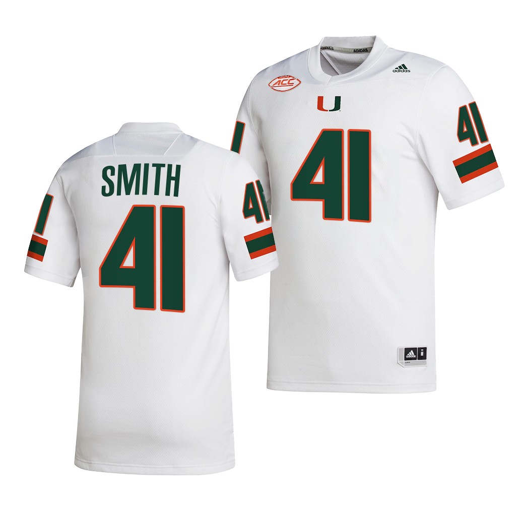 Chase Smith Miami Hurricanes #41 White Jersey 2022-23 College NIL Uniform Y6YYZGXV