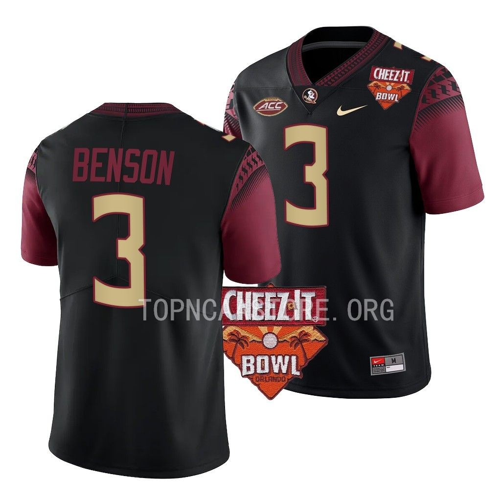 Cheez-It Bowl Trey Benson Florida State Seminoles #3 Black Alternate Jersey UZD80GXV