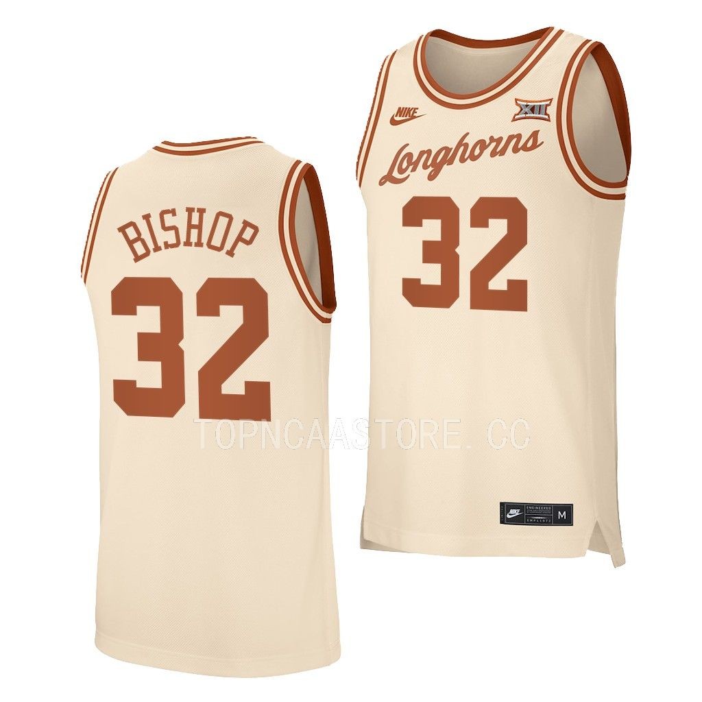 Christian Bishop Texas Longhorns #32 Cream Retro Jersey 2022-23 BMEZEGXV