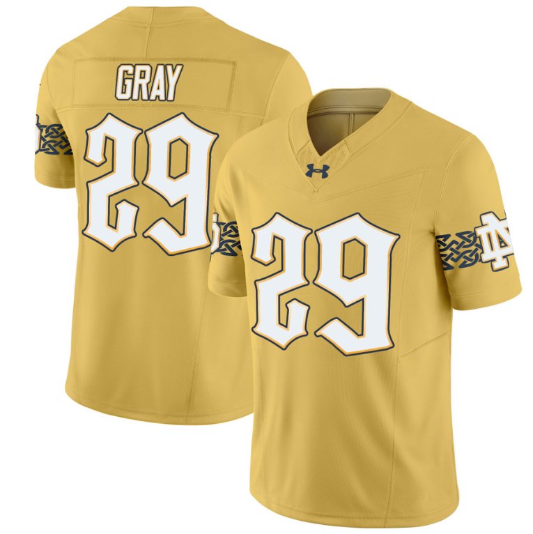 Christian Gray Jersey #29 Notre Dame Fighting Irish Vapor Limited College Football Gold U4IXJGXV