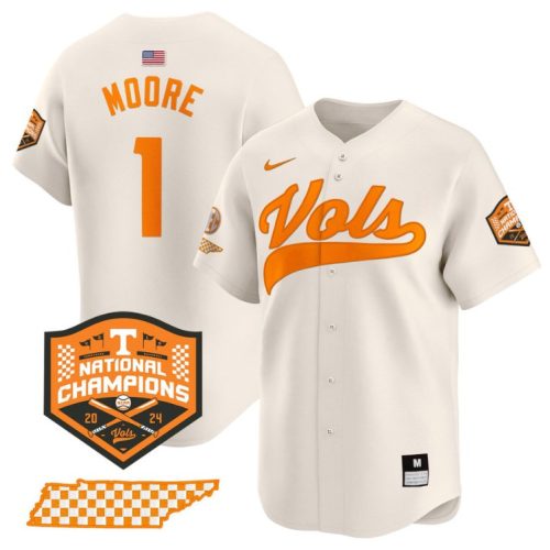 Christian Moore Jersey #1 Tennessee Volunteers Baseball Champions Vapor Premier Limited Cream VBFBUGXV