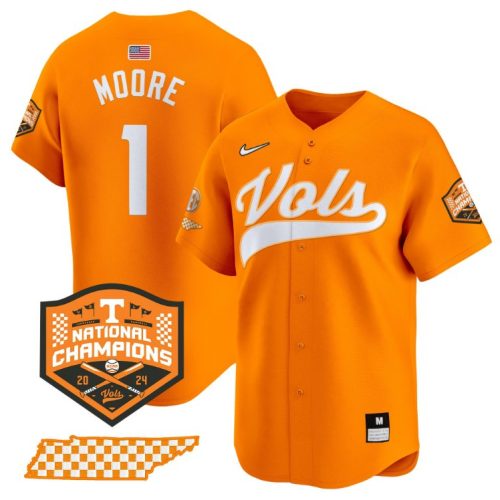 Christian Moore Jersey #1 Tennessee Volunteers Baseball Champions Vapor Premier Limited Orange Q6CI6GXV