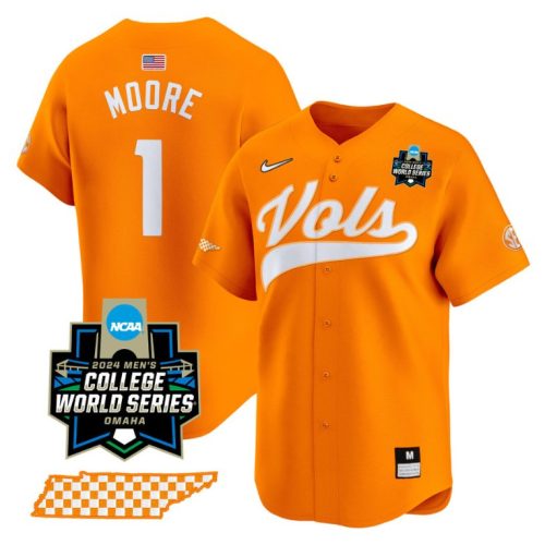 Christian Moore Jersey #1 Tennessee Volunteers College World Series College Baseball Orange 17NIZGXV