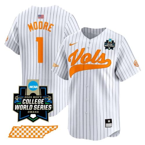 Christian Moore Jersey #1 Tennessee Volunteers College World Series College Baseball Pinstripe GPP3KGXV