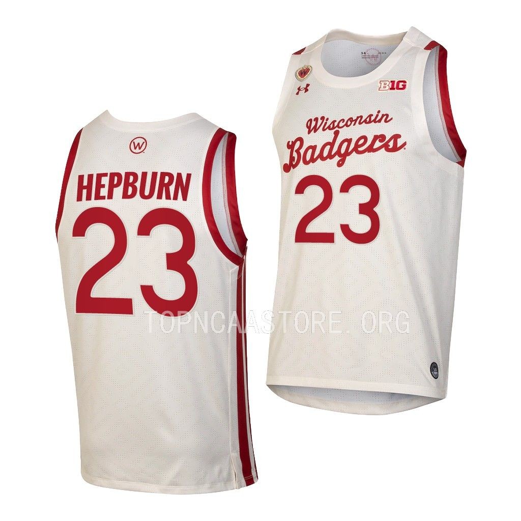 Chucky Hepburn #23 Wisconsin Badgers Retro Throwback Jersey 2022-23 White YTMUDGXV