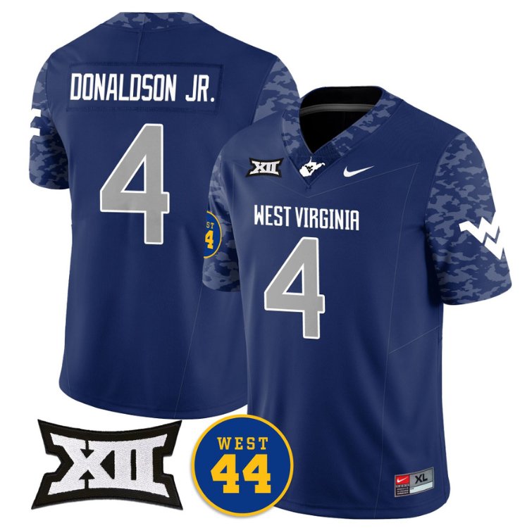 CJ Donaldson Jr Jersey #4 West Virginia Mountaineers Vapor Limited Honor Jerry West Navy XMIFVGXV