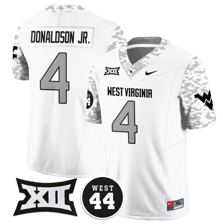 CJ Donaldson Jr Jersey #4 West Virginia Mountaineers Vapor Limited Honor Jerry West White SZIIFGXV