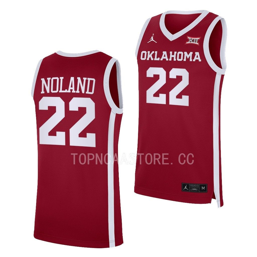 C.J. Noland #22 Oklahoma Sooners Away Jersey 2022-23 Crimson UFA9WGXV