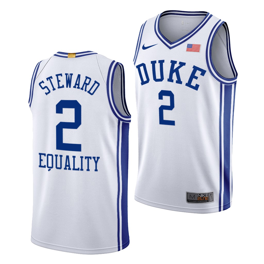 Duke Blue Devils DJ Steward White -21 Equality BLM Social justice Jersey 9B5SBGXV