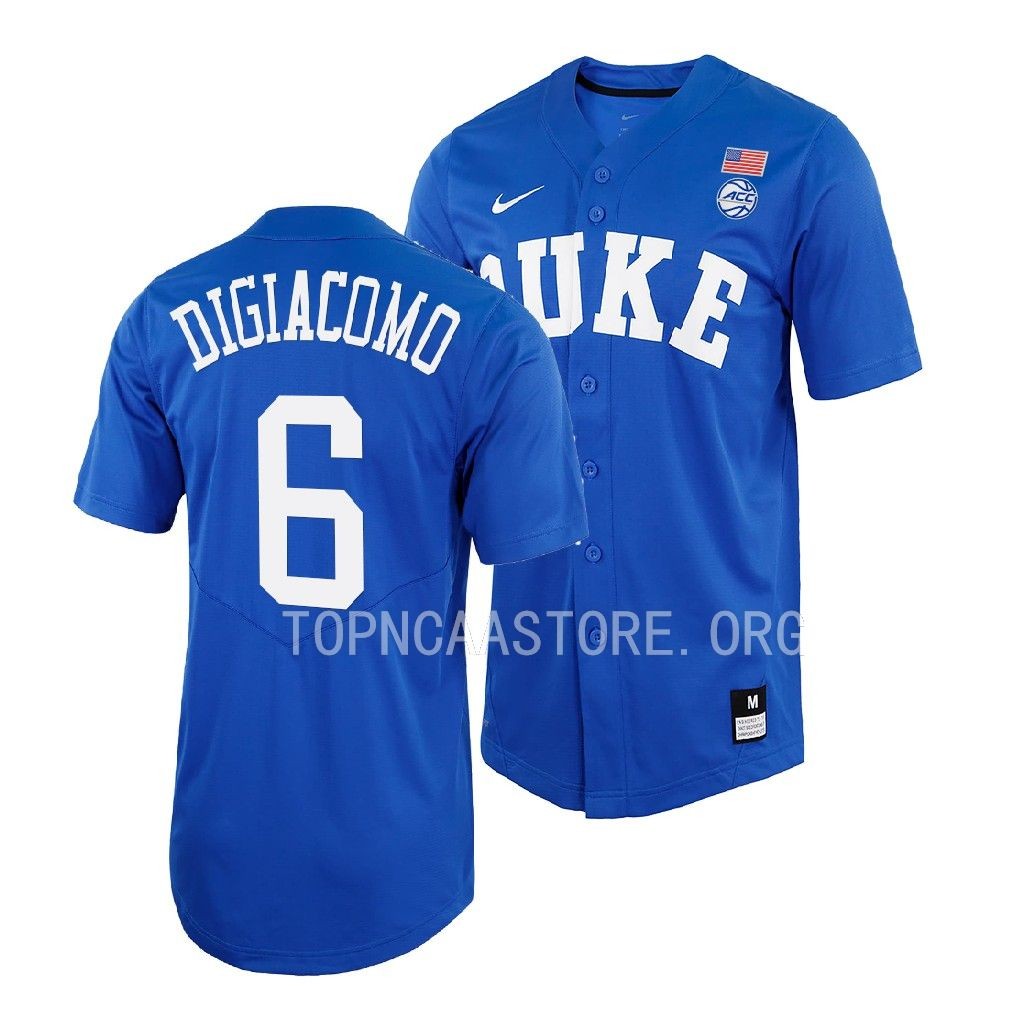 Duke Blue Devils Giovanni DiGiacomo Shirt Royal #6 Jersey Full-Button HILUCGXV