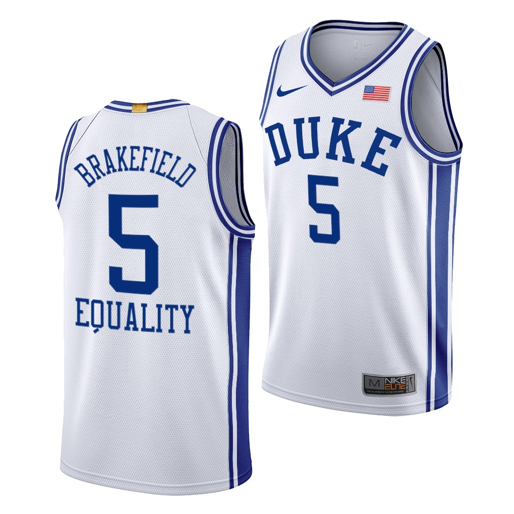 Duke Blue Devils Jaemyn Brakefield White -21 Equality BLM Social justice Jersey HMIOXGXV