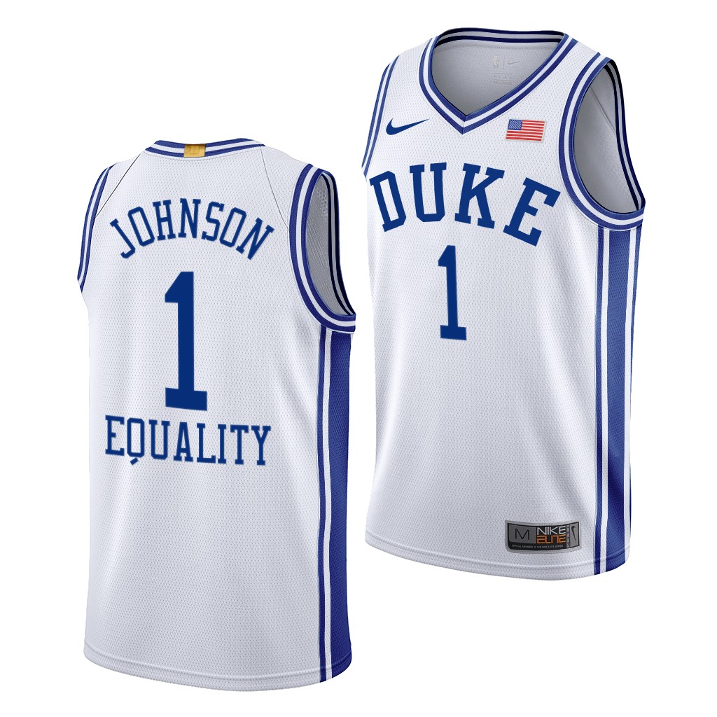 Duke Blue Devils Jalen Johnson White -21 Equality BLM Social justice Jersey RSQNWGXV