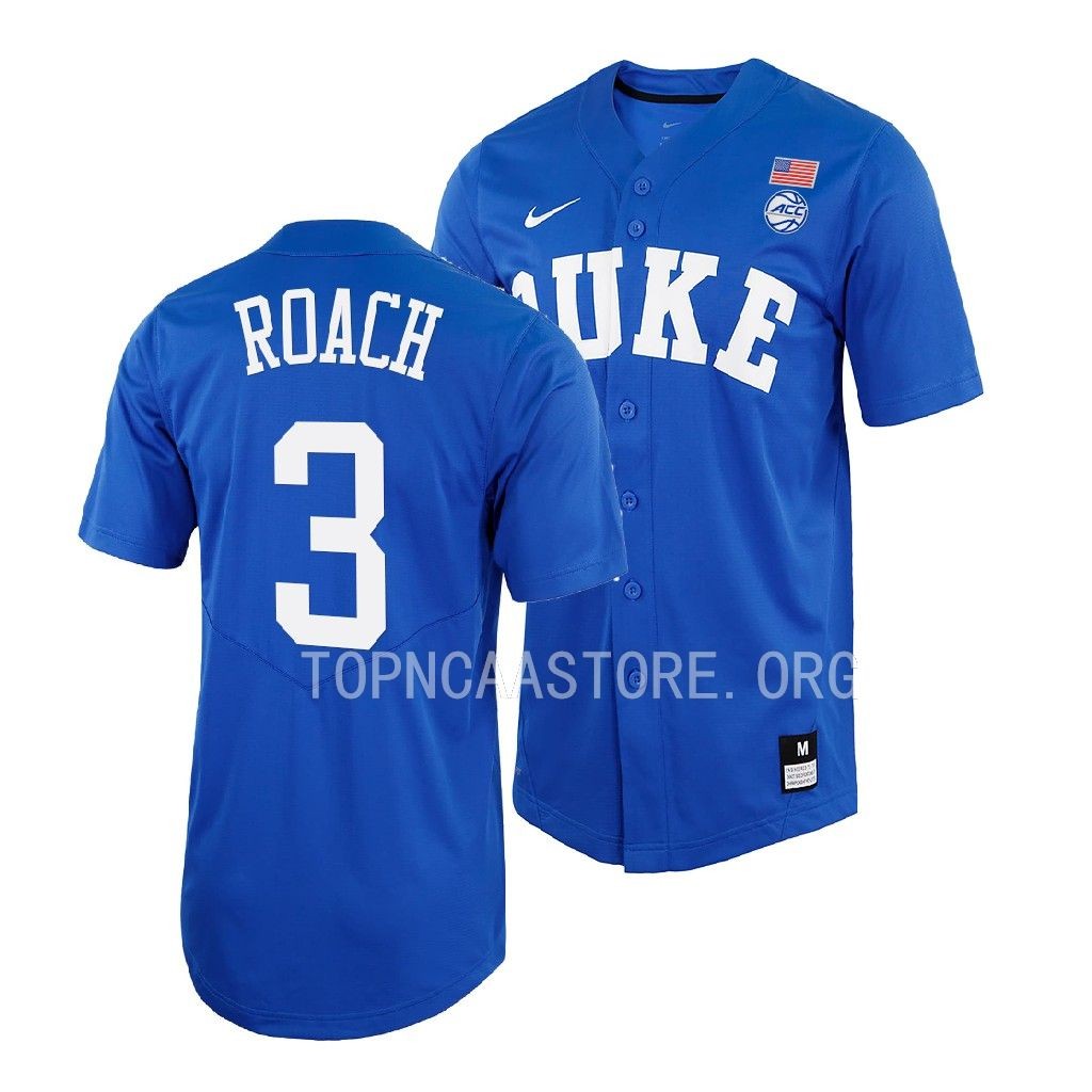 Duke Blue Devils Jeremy Roach Shirt Royal #3 Jersey Full-Button BGTSTGXV